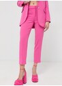 Kalhoty MICHAEL Michael Kors dámské, růžová barva, široké, medium waist