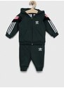 Dětská tepláková souprava adidas Originals zelená barva