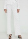 Kalhoty Résumé dámské, bílá barva, jednoduché, high waist