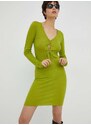 Vlněné šaty Résumé zelená barva, mini