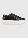 Kožené sneakers boty Calvin Klein HW0HW01356 BUBBLE CUPSOLE LACE UP černá barva