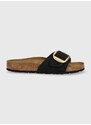 Semišové pantofle Birkenstock MADRID BIG BUCKLE dámské, černá barva, 1023342