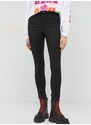 Kalhoty G-Star Raw dámské, černá barva, přiléhavé, high waist