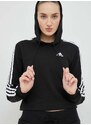 Mikina adidas Dámská, černá barva, s kapucí, vzorovaná