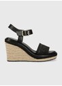 Sandály Calvin Klein WEDGE 70HH - HE dámské, černá barva, na klínku, HW0HW01499