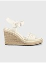 Sandály Calvin Klein WEDGE 70HH - HE dámské, bílá barva, na klínku, HW0HW01499