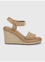 Sandály Calvin Klein WEDGE 70HH - HE dámské, béžová barva, na klínku, HW0HW01499