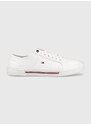 Kožené tenisky Tommy Hilfiger CORE CORPORATE VULC LEATHER pánské, bílá barva, FM0FM04561