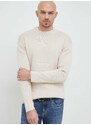 Bavlněný svetr Calvin Klein Jeans béžová barva