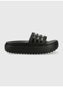 Pantofle adidas Adilette dámské, černá barva, na platformě, HQ6179