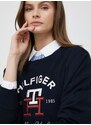 Bavlněná mikina Tommy Hilfiger dámská, tmavomodrá barva, s aplikací