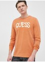 Bavlněné tričko s dlouhým rukávem Guess x Brandalised oranžová barva