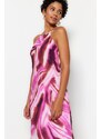 Trendyol růžové bez rukávů Shift / rovný střih Maxi lemované tkané šaty