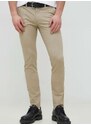 Kalhoty Tommy Hilfiger pánské, béžová barva, jednoduché