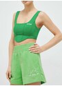Kraťasy Tommy Hilfiger dámské, zelená barva, s aplikací, high waist