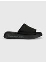 Pantofle Calvin Klein Jeans PREFRESATO SANDAL SOFTNY dámské, černá barva, na platformě, YW0YW00968