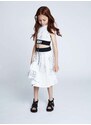Dětská sukně Dkny bílá barva, midi, áčková