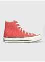 Kecky Converse Chuck 70 HI červená barva, A05114C, A05114C-BRICK