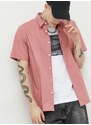 Košile HUGO pánská, růžová barva, regular, s klasickým límcem