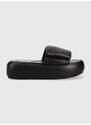 Pantofle Steve Madden Swoosh dámské, černá barva, na platformě, SM11002446
