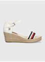 Sandály Tommy Hilfiger MID WEDGE CORPORATE dámské, bílá barva, na klínku