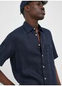 Plátěná košile Marc O'Polo tmavomodrá barva, regular, s klasickým límcem
