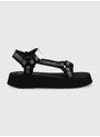 Sandály Calvin Klein Jeans PREFRESATO SANDAL WEBBING XRAY dámské, černá barva, na platformě, YW0YW00969