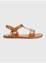 Dětské kožené sandály Pom D'api hnědá barva