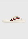 Žabky Tommy Hilfiger TOMMY ESSENTIAL COMFORT SANDAL dámské, bílá barva, na plochém podpatku, FW0FW07147