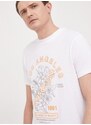 Bavlněné tričko Guess bílá barva, s aplikací