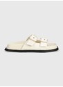 Pantofle Tommy Jeans FANCY SANDAL dámské, béžová barva, EN0EN02136