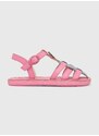 Dětské kožené sandály Camper růžová barva