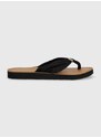 Žabky Tommy Hilfiger TH ELEVATED BEACH SANDAL dámské, černá barva, na plochém podpatku, FW0FW06985