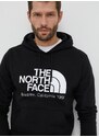 Bavlněná mikina The North Face pánská, černá barva, s kapucí, s potiskem, NF0A55GFJK31