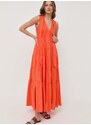 Bavlněné šaty MAX&Co. oranžová barva, maxi