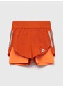 Dětské kraťasy adidas G RUN 2in1 SHO oranžová barva, s potiskem, nastavitelný pas