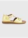 Dětské kožené sandály Pom D'api žlutá barva