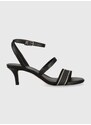 Sandály Tommy Hilfiger WEBBING MID HEEL černá barva, FW0FW07276