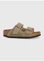 Dětské semišové pantofle Birkenstock béžová barva