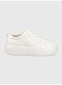 Kožené sneakers boty Calvin Klein BUBBLE CUPSOLE LACE bílá barva, HW0HW01778