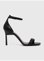 Kožené sandály Calvin Klein GEO STILETTO SANDAL černá barva, HW0HW01610