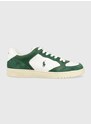 Kožené sneakers boty Polo Ralph Lauren POLO CRT LUX zelená barva, 809892284003