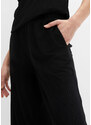 bonprix Žebrované kalhoty Culotte s pohodlnou pasovkou Černá
