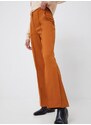 Kalhoty United Colors of Benetton dámské, hnědá barva, zvony, high waist