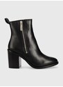 Kožené kotníkové boty Tommy Hilfiger Zip High Heel Boot dámské, černá barva, na podpatku