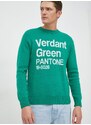 Svetr z vlněné směsi United Colors of Benetton pánský, zelená barva,