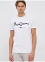 Tričko Pepe Jeans Original Stretch bílá barva, s potiskem