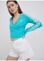 Tričko s dlouhým rukávem adidas Originals Adicolor HE4958 dámské, tyrkysová barva