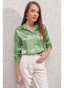 Bigdart 3964 Lightly Flowy Satin Shirt - Green