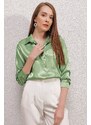 Bigdart 3964 Lightly Flowy Satin Shirt - Green